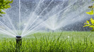 Wide View of Lawn Sprinkler System